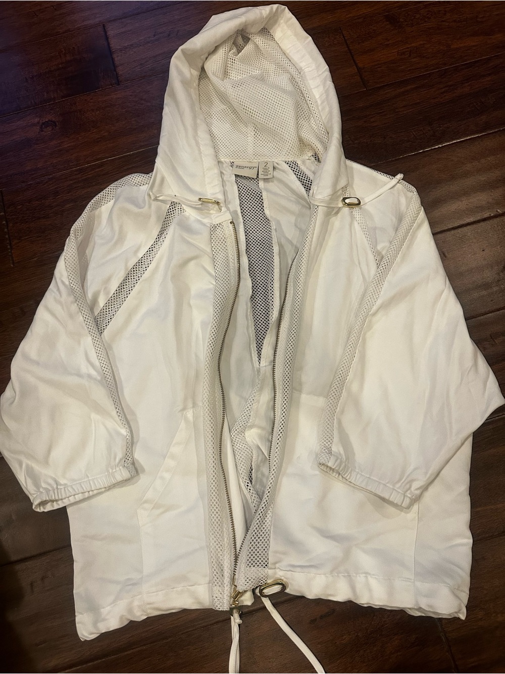 Zenergy Lightweight White Hooded Mesh-Trim Jacket